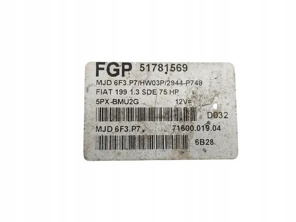 Ordinateur de moteur Fiat Grande Punto 1.3 JTD 51781569 image 4