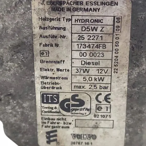 Webasto parkeerverwarming Volvo S40 OEM 30767161 image 5