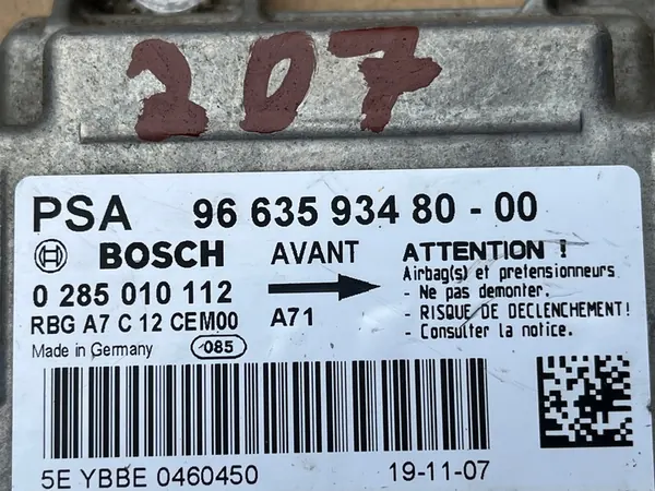 Módulo do sensor de airbag Peugeot 207 2006-2014 image 2