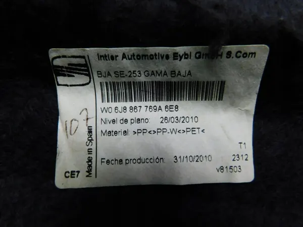 OEM 6J8867769J Tavaratilan hylly SEAT Ibiza IV ST image 4