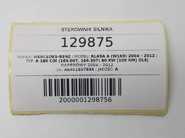 Engine Control Unit OEM A6401507934 Mercedes A-Class image 4