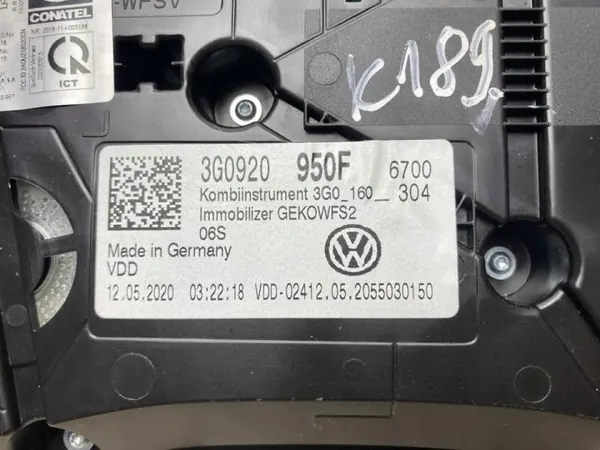 Tableau de bord OEM 3G0920950F pour VW Passat B8 2020 image 9