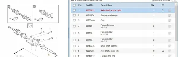Vänster framaxel VOLVO C30 1.6L 2009 OEM 36001651 image 5