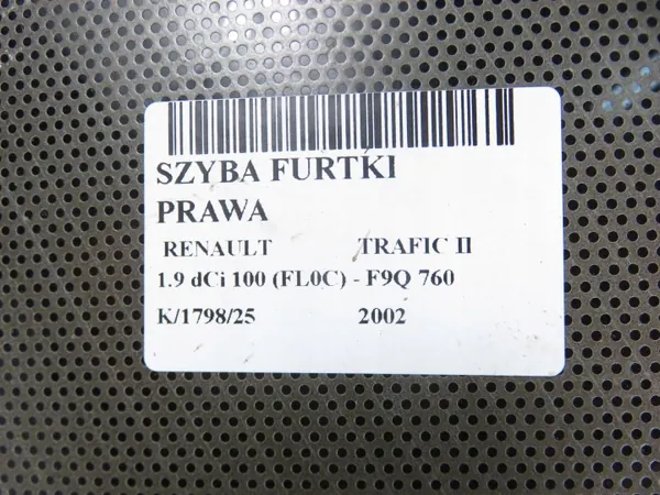 Ventana Trasera Derecha OEM SZYBA PRAWA TYLNA Renault Trafic II image 5