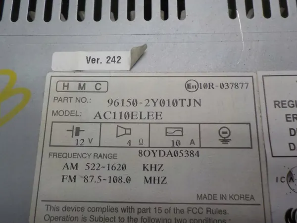 Hyundai IX35 Radiospelare OEM 96150-2Y010TJN image 3