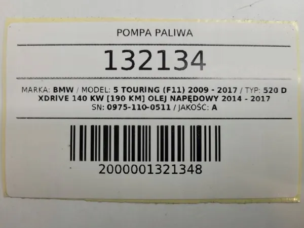 Brandstofpomp OEM 0975-110-0511 voor BMW F10 F11 image 10