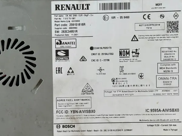 Lecteur Radio Navigation OEM 259151818R Renault Zoe image 3