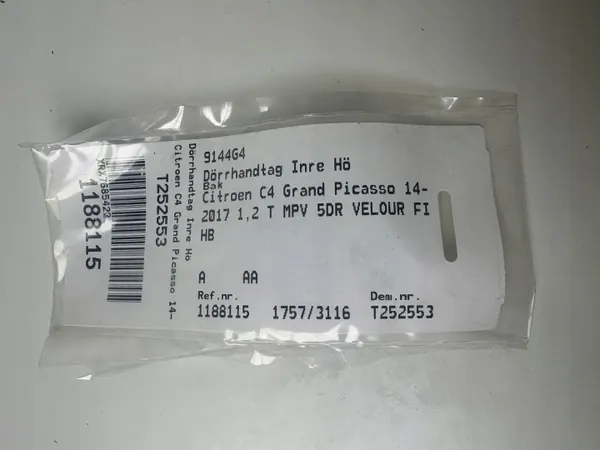 Poignée intérieure droite Citroen C4 C5 OEM 9144G4 image 3