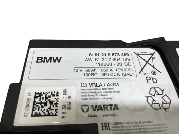 Batterie AGM OEM 9878489 12V 60Ah pour BMW image 4