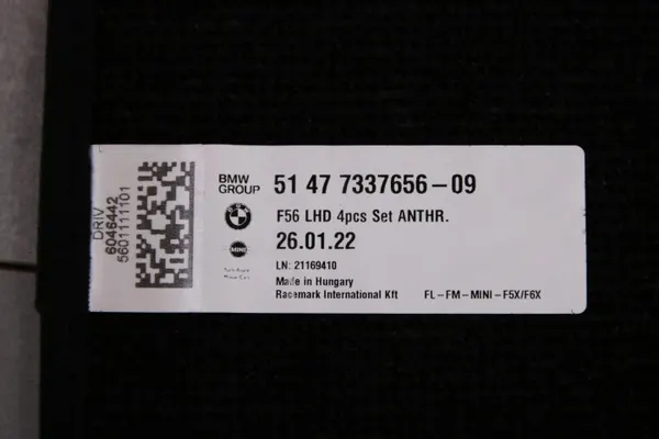 MINI F56 Velourmattor OEM 7337656 Antracit image 10