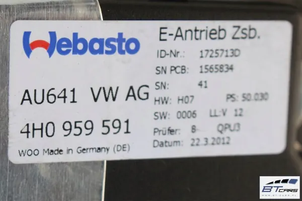 Toit Ouvrant Audi A8 OEM 4H0877041B Occasion image 8