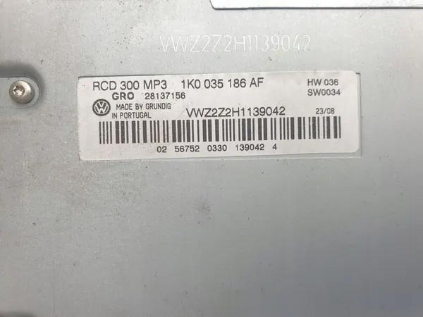 Reprodutor de Rádio Volkswagen Golf V Passat B6 OE 1K0035186AF image 2