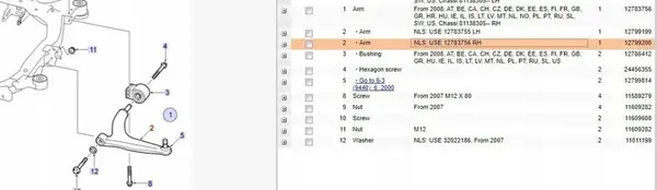 Braccio di Controllo Anteriore Destro Saab 9-3 (YS3F) 12786412 image 6