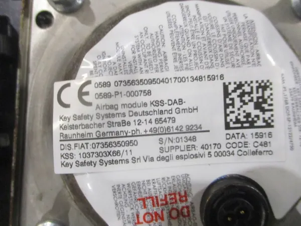 Fiat 500X Fahrerairbag OEM 07356350950 image 3