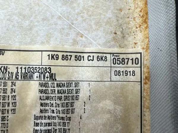 Plafonnier VW Golf V Break OEM 1K9867501 image 10