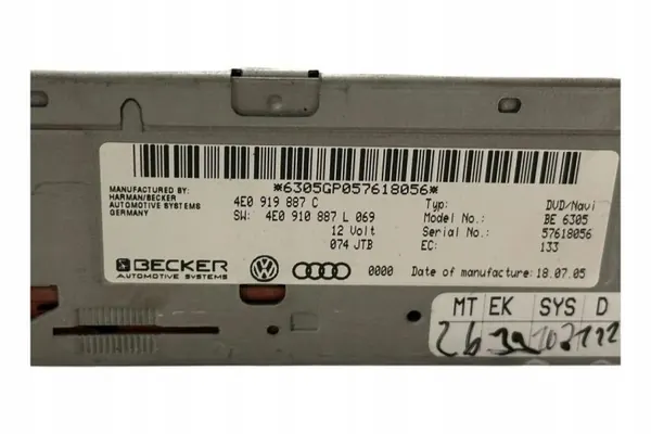 Changer CD Audi OEM 4E0910887L pour A6 4F2 C6 image 9