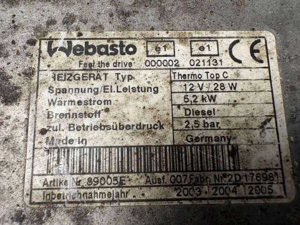 Chauffage stationnaire Webasto Master II OEM 000002021131 image 5