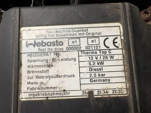 Chauffage stationnaire Webasto Master II OEM 000002021131 image 7