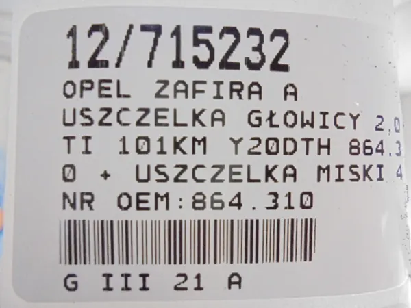 Joint de culasse Opel Zafira A OEM 864.310 - Occasion image 6