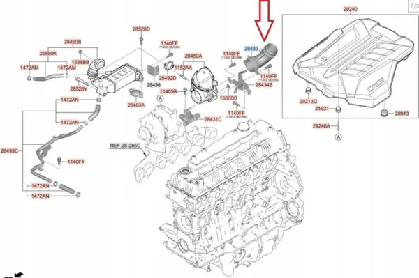 EGR-lyhytputki OEM 28433-3V000 Genesis GV80 3.0CRDI:lle image 7