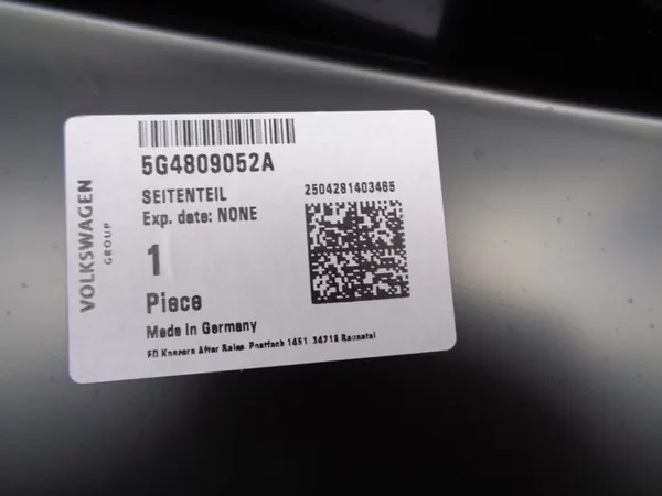 Höger Bakskärm VW Golf VII 5G 12- OEM 5G4809052A image 3