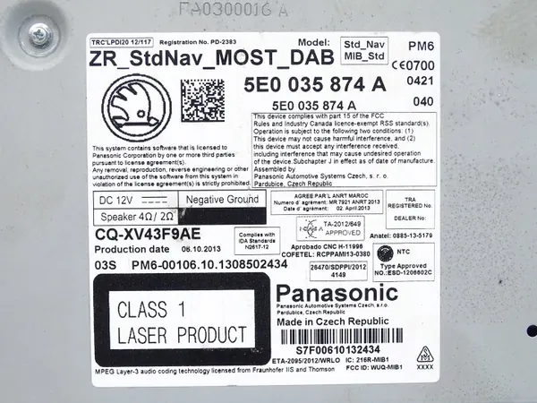 OEM 5E0035874A SD-kortinlukija Skoda Octavia III MMI:lle image 5