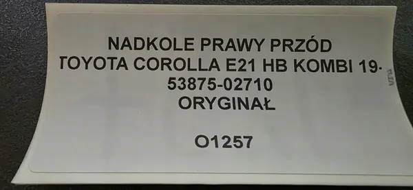 Toyota Corolla E21 Etu Oikea Lokasuoja OEM 5387502710 image 4