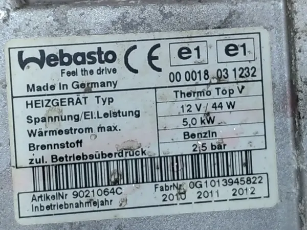 Ford Webasto AG9N18K463DA Bensiinilämmitin - Käytetty image 6