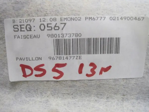 Ciel de toit Citroen DS5 d'occasion OEM 96781477ZE image 10