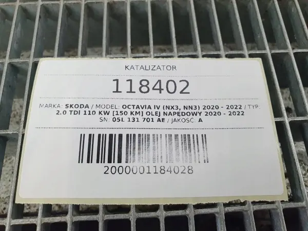 Katalysator OEM 05L131701AE för Skoda Octavia IV image 8