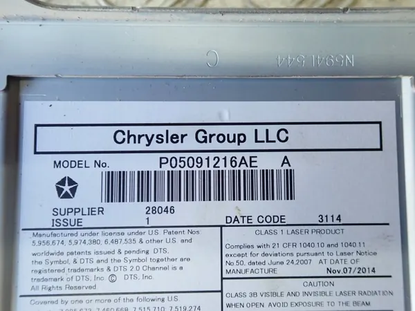 Leitor DVD/Blu-ray OEM 05091216AE para Dodge/Jeep image 3