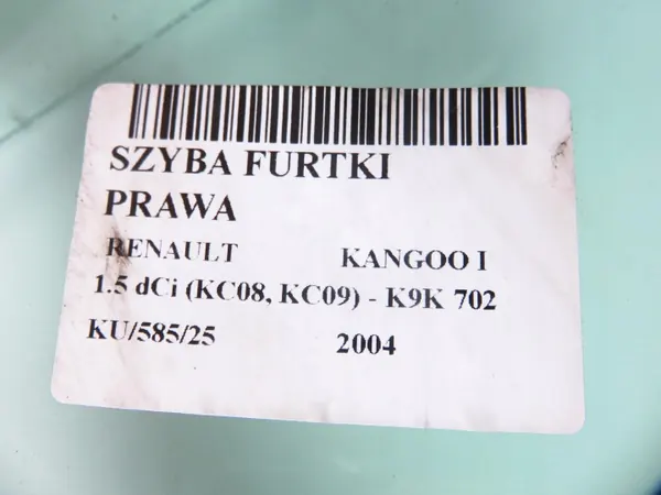 Rechte hintere Scheibe OEM SZYBA PRAWA TYLNA RENAULT KANGOO I image 3