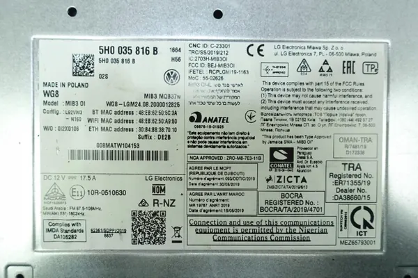 Lector Multimedia MIB3 OEM 5H0035816B para VW Golf 8 image 5