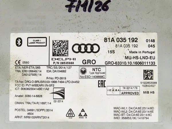 Lector SD/SIM Audi OEM 81A035192 para A3 8V image 7