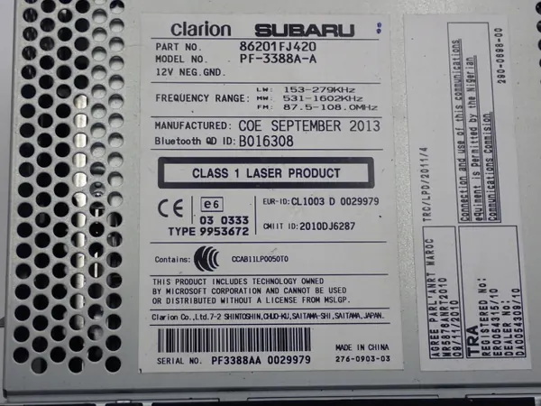 Radio CD OEM 86201FJ420 para Subaru XV 14R image 5