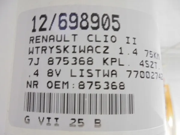 Inyectores RENAULT CLIO II 875368 Conjunto de 4 1.4 8V image 7