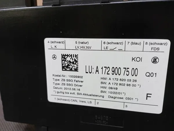 Mercedes Istuimen Ohjausmoduuli OEM A1729007500 image 3