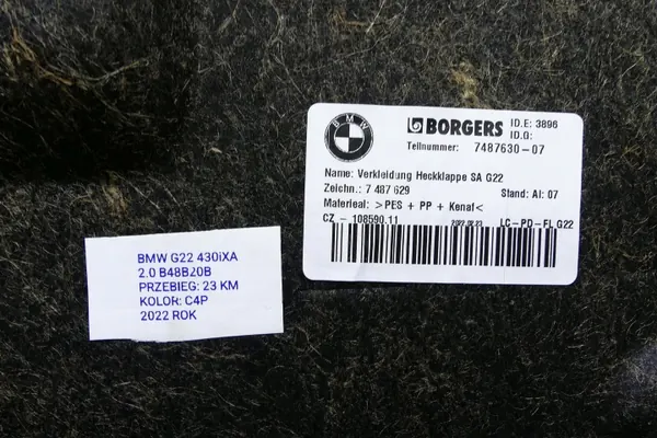 OEM 7487629 Cubierta del Maletero para BMW Serie 4 G22 image 7
