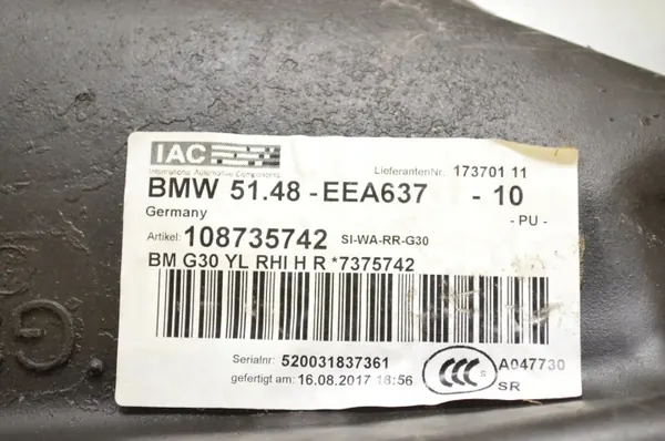 Isolation acoustique OEM 7375741 pour BMW 5 G30 3.0L image 4