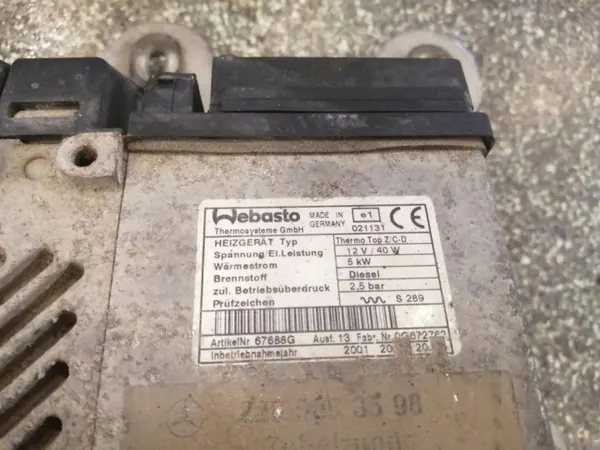 Mercedes W220 4.0 CDI V8 Webasto lämmitys OEM 2205003598 image 4