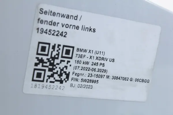 Parafango Anteriore Sinistro BMW U11 X1 A300 ALPINWEISS image 2