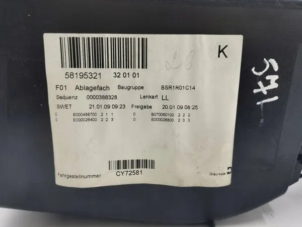 BMW 7-serie F01-F04 2009 Middenconsole hoofdopbergvak OEM 9157023 image 8