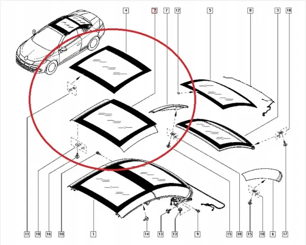 Gebruikt Renault OE schuifdakglas OEM 970100324R image 3