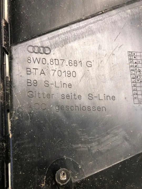 Rejilla de Parachoques Delantera Izquierda S-Line Audi A4 B9 8W0807681G image 6