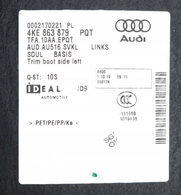 Garniture coffre gauche OEM 4KE863879 PQT Audi E-Tron image 7