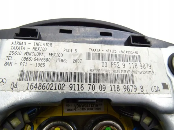 Airbag conductor OEM 1648602102 negro Mercedes ML W164 image 8