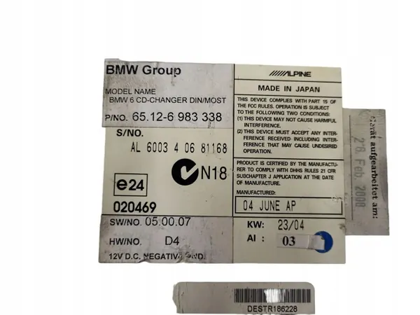 BMW CD-vaihtaja OEM 65126983338 5-sarja E60 image 7