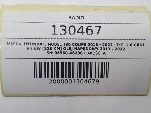 Radio CD Hyundai i30 II Coupé OEM 96560-A6200 image 10