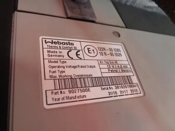 Webasto Air Top Evo 40 12V 4.0 kW OEM 9027500E image 5