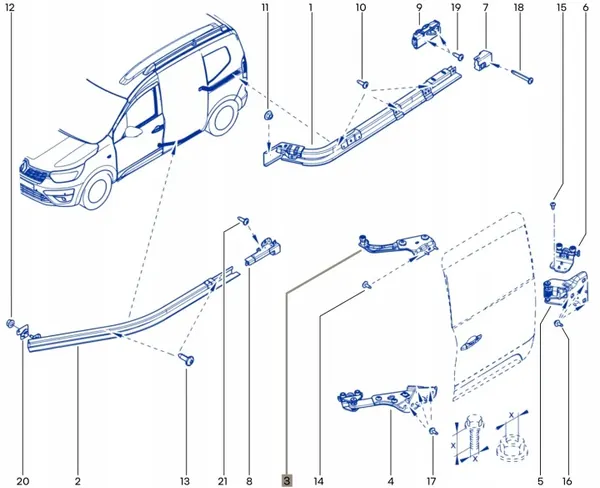 Guide à rouleau de porte gauche Renault Kangoo III/IV OEM 777953075R image 10